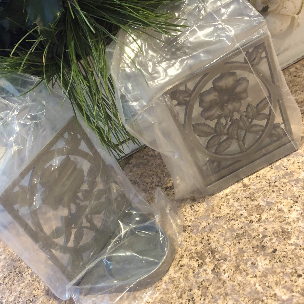 New In Plastic -Set of 2 Village Candle Votive or Tea Light Holders Maine